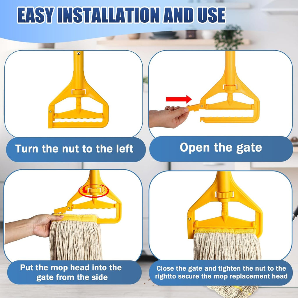 2 Pack 20oz Loop-End String Wet Mop Refills,Heavy Duty Cotton Commerical Industrial Grade Mop Replacements Heads for Home,Workshop,Garage Floors Cleaning,with 63'' Stainless Steel Mop Handle