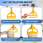 2 Pack 20oz Loop-End String Wet Mop Refills,Heavy Duty Cotton Commerical Industrial Grade Mop Replacements Heads for Home,Workshop,Garage Floors Cleaning,with 63'' Stainless Steel Mop Handle