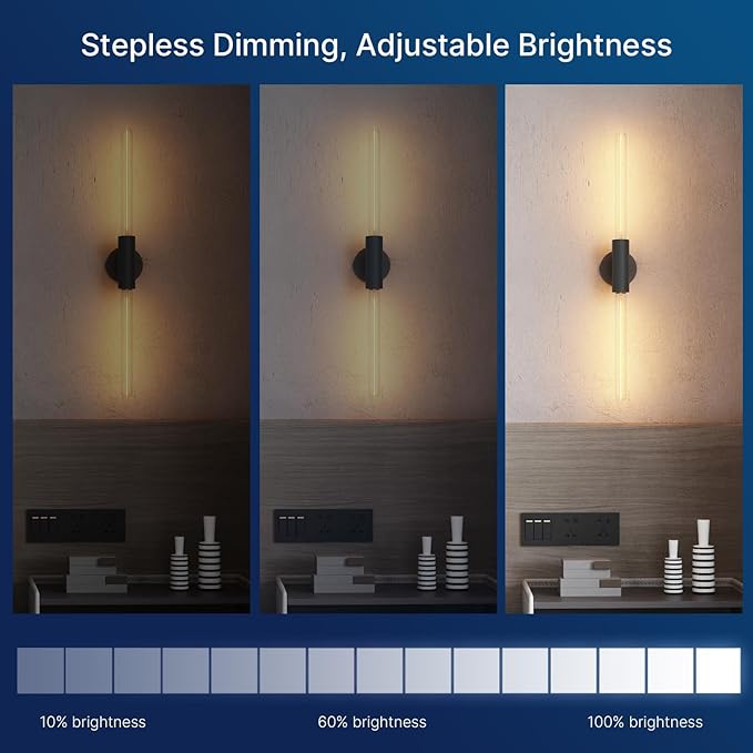 FLSNT Matte Black 2-Light Wall Sconce with Clear T30 Edison LED Bulbs, Dimmable E26 Standing Lamp, 2700K Soft White, 90 CRI, 350LM, Aluminum Alloy Wall Lamp for Living Room, Bedroom, Office