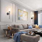 Mid Century Modern Wall Lamp 2 Pack with White Cylinder Glass Shades Matte Black Wall Sconce Bathroom Vanity Lighting Industrial Farmhouse Wall Light Fixtures for Mirror Bedroom Living Room