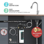 Frizzlife SW10 Under Sink Water Filter System, NSF/ANSI 53&42 Certified, Reduces 99.99% Lead, Chlorine, Bad Taste & Odor, Direct Connect Water Filter, 8K Gallons High Capacity, 0.5 Micron, USA Tech