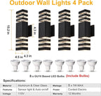 Dusk to Dawn Outdoor Wall Light Fixture 4 Pack, Up and Down Lights Outdoor Wall Sconces, Aluminum Waterproof Outside Lights for House Porch Hallway Garage