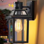 Motion Sensor Outdoor Wall Lights, Porch Light Outdoor 3 Lighting Modes, Dusk to Dawn Exterior Light Fixture, Waterproof, Outside Lights for House Front Door Patio Garage 1 Pack (Black)