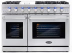 COSMO COS-EPGR486G 48 in. Haven Collection 7 cu. ft. Double Oven Gas Range, 6 Burners, Griddle, Convection, Knob LEDs, Stainless Steel