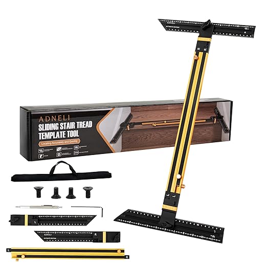 Stair Tread Template Tool (Brass/Black) Stair Tread Measuring Tool - Stair Tread Jig - Stair Tread Gauge - Modern Stair Template Tool