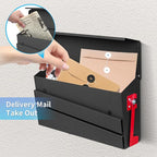 Wall-Mount Mailbox, Morden Mailbox for House, Rust Resistant Metal Post Box, Galvanized Steel Outside Mailboxes with Flag (No Keys Locking)