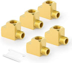GASHER 5Pcs Brass Tee Fitting, 1/4" FNPT x 1/4" FNPTx 1/4" MNPT Pipe Fittings, Male Run Tee