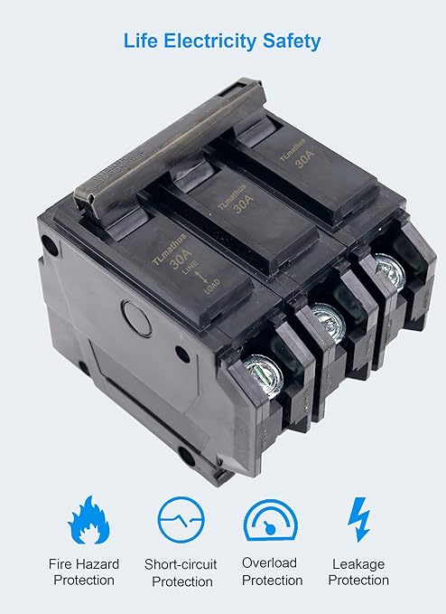 30 Amp Breaker 3 Pole Plug-in Mount Type THQL32030 Feeder Molded Case Circuit Breaker 120/240V AC, Compatible with GE Thick Series and Q-Line Series Load Centers