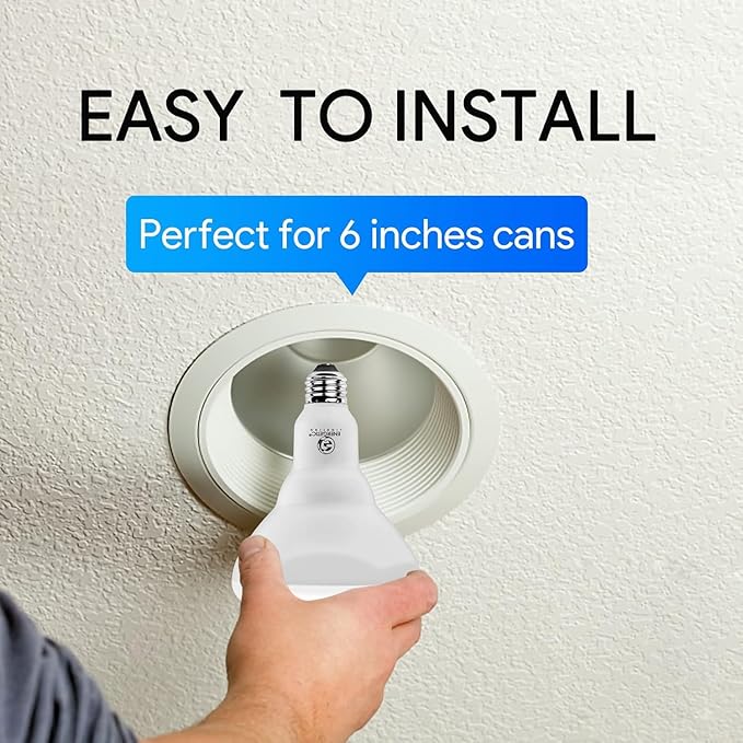 Energetic BR40 LED Light Bulbs, Indoor Flood Light, Dimmable, 6000K Cool Daylight, 110W Equivalent, 1600LM, E26 Base, Flicker Free, UL Listed, 6 Pack