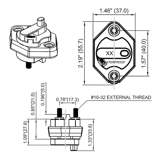 T3 32V DC 15 Amp Panel Mount Circuit Breaker with Manual Reset Switchable for Marine Truck Boat RV Automotive-15A