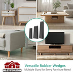 Furniture Leveler 12pcs Kit Size Variety | Multi-Purpose Rubber Shim for Leveling Feet Stable | Anti-Wobble Pad for Uneven Table, Dresser Leg, Toliet and More Furniture | Prevent from Wobbling