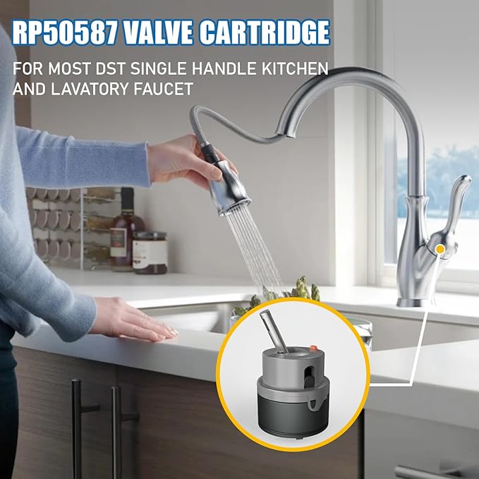 RP50587 Cartridge Compatible with Delta DST Single-Handle Kitchen and Lavatory Faucets (36mm) -Includes RP51503 Bonnet Nut and Allen Wrench