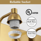 Stainless Steel Milk Glass Vanity Lights for Bathroom, 3 Light Gold Bathroom Light Fixtures Over Mirror, Ceramic E26 Sockets Wall Mounted