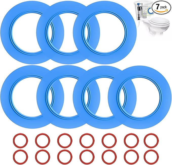 Flush Valve Seal for American Standard and Eljer Toilet, 7 Pack Toilet Parts for 7301111-0070A Upgraded Silicone Material Flush Valve Replacement Kit Gasket Ring for Champion 4 and Eljer Titan 4