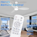 48 inch Ceiling Fans with Lights,White Ceiling Fan with Light and Remote,3 Color Light,6 Speed,DC Motor,for Bedroom/Outdoor/Patios,White