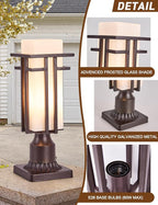 Oil Rubbed Bronze Outdoor Post Lights,Waterproof Pole Mount Light Fixture with Pier Mount Adapter(with 3-Inch Pier Mount Base), Exterior Lamp Post Lantern Head for Yard,Garden Backyard and Porch