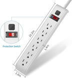 Power Strip Surge Protector, 6 Feet Extension Cord, 600 Joules Surge Protection, Multiple Protection 6 Outlet Strip, ETL Listed, 2 Pack