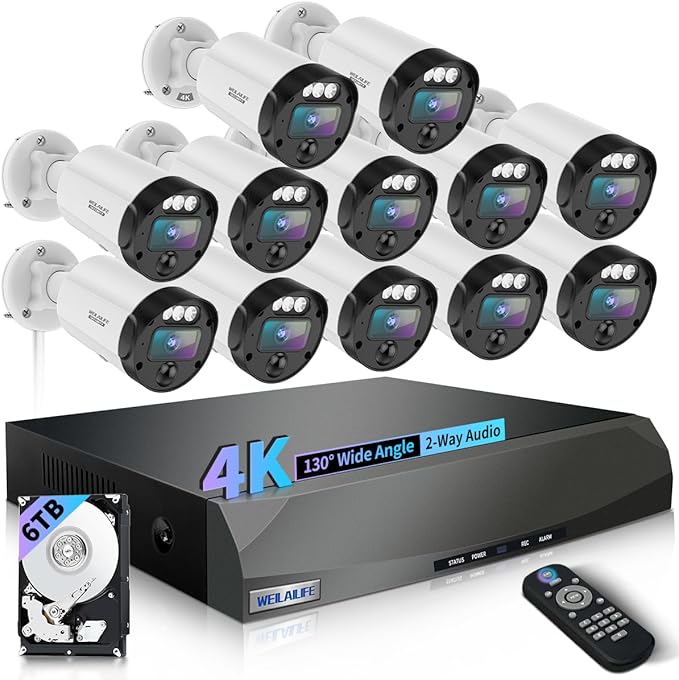 【130° Ultra Wide-Angle & 2-Way Audio】 Outdoor Wired Security Camera System, Home Video Surveillance System, Wired Home Security Camera System