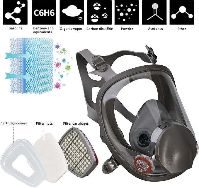 Half & Full Face Respirator Mask with Filters, Gas Masks for Construction Work, Paint, Dust, Spray, Welding, Sanding