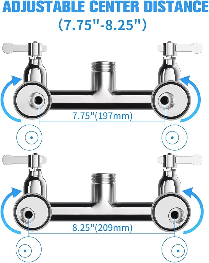 Commercial Sink Faucet with Sprayer 36" Height 8" Adjustable Center, Commercial Wall Mount Kitchen Sink Faucet with Pre-Rinse Sprayer and 12" Swing Spout for Restaurant Industrial