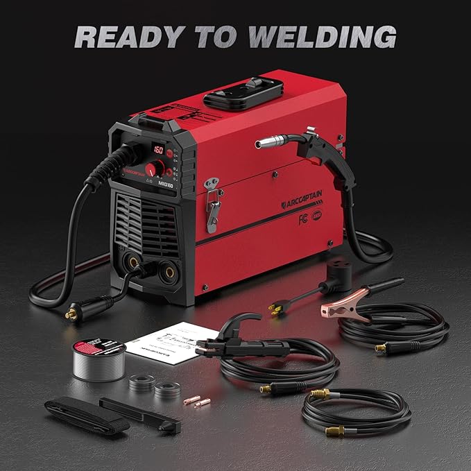 ARCCAPTAIN 160A MIG Welder 110V 220V 4 in 1 Welding Machine Gas MIG, Gasless MIG Flux Core Welder, Lift TIG, MMA Stick Welder, Welder Machine with Synergy for Beginner IGBT Inverter Portable Welder