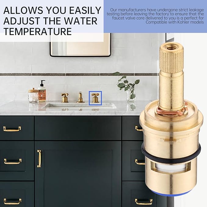 Faucet Cartridge Replacement Parts Compatible with Danze DA507072W, Round Ceramic Disc Cartridge Kitchen Faucet Stem Replacement Parts (DA507072W Cold)