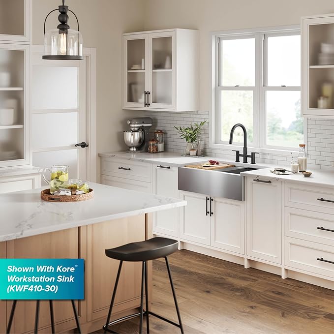 KRAUS Oletto Touchless Sensor Bridge Kitchen Faucet with Pull-Down Sprayhead in Matte Black, KSF-3122MB