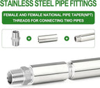 TAISHER 2PCS Stainless Steel Pipe Fittings, 1/4" NPT Female x 1/4" NPT Female Threaded, 2" Length Thickened Nipple Cast Pipe