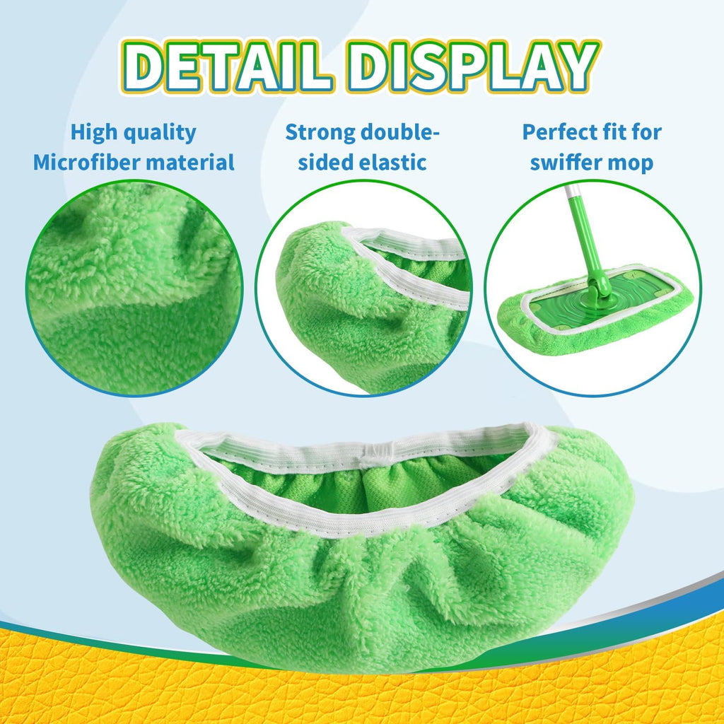 5 Pack Reusable 100% Chenille Mop Pads Compatible with Swiffer Sweeper, Wet and Dry Flat Swiffer mop Cover, 5 Pack Washable Swiffer Pads for Surface/Hardwood Floor Cleaning (Mop is Not Included)