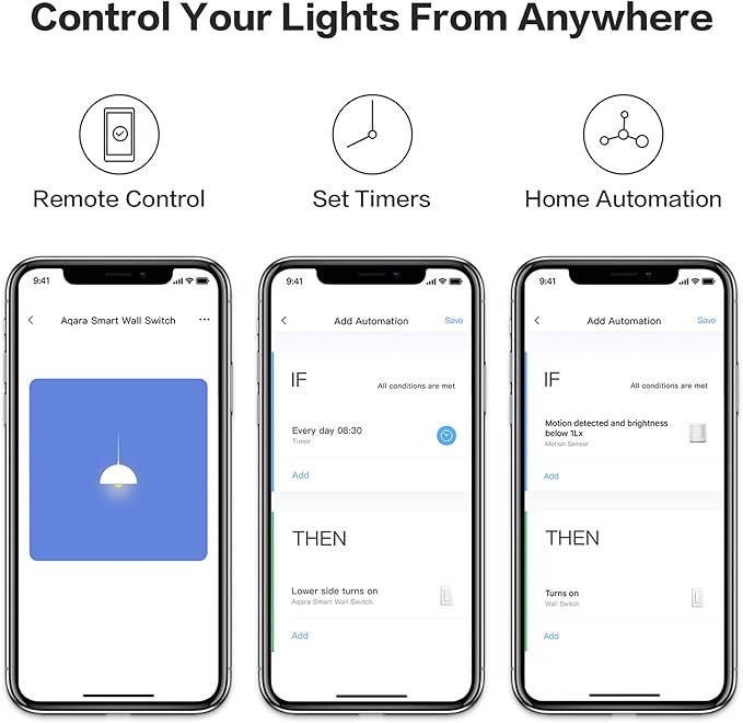 Aqara Smart Light Switch (No Neutral, Single Rocker), Requires AQARA HUB, Zigbee Light Switch, Remote Control and Smart Home Automation, Compatible with HomeKit, Google, Works with Alexa, SmartThings
