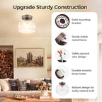 Semi Flush Mount Ceiling Light Bronze, Clear Glass Pendant Lamp Shade, Modern Farmhouse Light Fixture for Hallway Corridor Kitchen Entryway Bedroom, Bulb Not Included