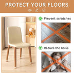 28Pcs Chair Leg Floor Protectors Rectangle for Hardwood Floors Silicone Caps Covers Felt Furniture Pads Clear Chair Sliders, Protect The Floor from Scratches(Fit Perimeter 5" to 5-7/8")