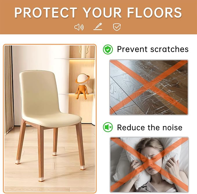28Pcs Chair Leg Floor Protectors for Hardwood Floors Silicone Caps Felt Furniture Pads Covers Clear Chair Sliders, Protect The Floor from Scratches(Fit:1.3"-2")