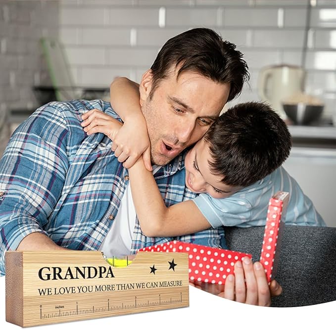 Christmas Gifts for Grandpa from Grandkids, Best Grandfather Gifts, Funny Birthday Fathers Day Valentines Gift for Father Papa Wooden Spirit Level A2