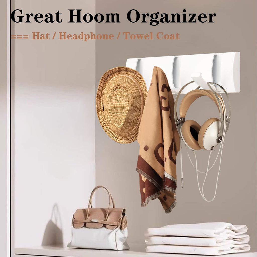 Folding Coat Hooks, Wall Mounted Coat Rack with 3 Retractable Hooks, Heavy Duty Towel Rack for Bathroom Wall Hook for Hanging Clothes Bathrobe, Stainless Steel Coat Hanger for Entryway(White)