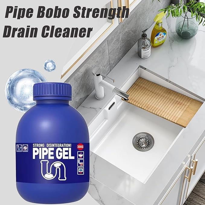 Pipe Bobo Drain Cleaner 10.6OZ, Professional-Grade Drain Clog Remover for Kitchen Sink, Powerful Unclogging, Unclog drains, clog remover, Shower, Tub, Compatible with All Pipe Materials