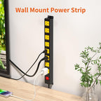 Heavy Duty Surge Protector 8 Outlet Long Power Strip Extension Cord Wide Spaced and Wall Mount Metal Powerstrip for Home Office Workshop Garage (15FT)