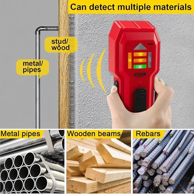 Stud Finder Wall Scanner Wood and Metal Detector Sensor for 3/4 inch Thickness Wall (ST102-Red)