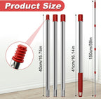 4 Section Spin Mop Replacement Handle for O Cedar Mop Handle for Ocedar Spin Mop Handles to Floor Clean Adjustable 30" to 58" Length Mop Stick Pole Handle, American Screw Joint (Mop Head Not Included)