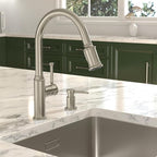 Lava Odoro Soap Dispenser for Kitchen Sink, Modern Brass Built in Countertop Pump Dispenser with 18 Oz Refillable Bottle, Kitchen Soap and Lotion Dispenser Spot-Free, Brushed Nickel, KSD-21