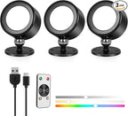 RGB Ambience Wall Sconces Lamp, 2Pcs LED Wall Mounted Lights with 3000mAh Rechargeable Battery, 3 Color Temperatures & Dimmable Magnetic 360° Rotation with Remote, Wall Light for Reading Bedside