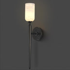 Alabaster Wall Sconce, Modern Bronze Bathroom Sconces, Marble Sconces Wall Lighting for Living Room Vanity Foyer Hallway Bedroom Staircase H-22in(Dimmable Bulb INCL)