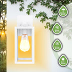 GRUENLICH Waterproof Large Outdoor Wall Lanterns, Modern White Porch Sconces with Clear Glass Shade, E26 Socket Max 60W, IP65 Rated, Metal Frame, for Patio, Front Door, Entryway, 1-Pack