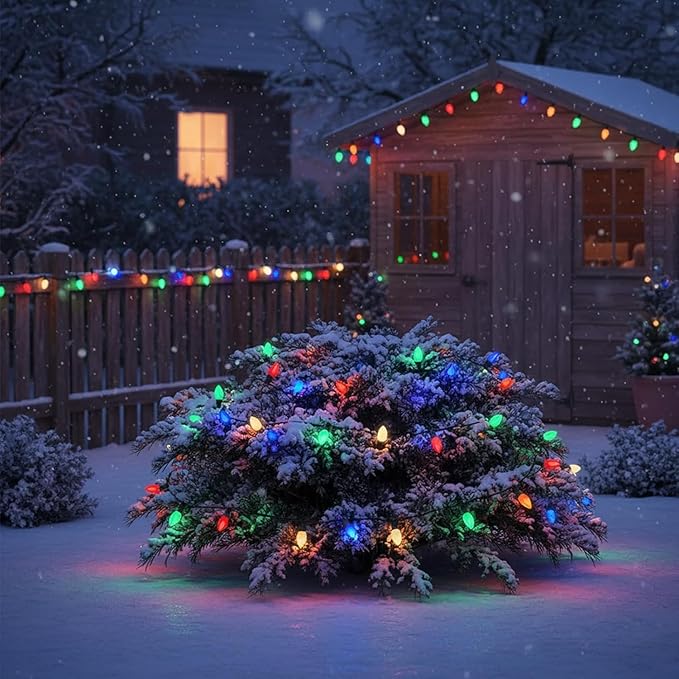 25 Pack C9 LED Christmas Light Bulbs,C9 Plastic Multicolor Replacement LED Bulbs Shatterproof C9/E17 Candelabra Base 0.6 Watt Great for Outdoor Indoor Night Lights Holiday Christmas Tree Decor