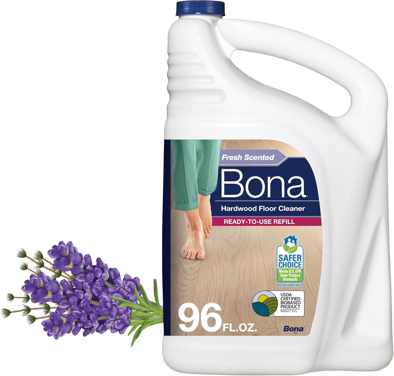 Bona Hardwood Floor Cleaner Refill - 96 fl oz - Lavender Thyme Scent - Residue-Free Floor Cleaning Solution Spray Mop and Spray Bottle Refill - For Wood Floors
