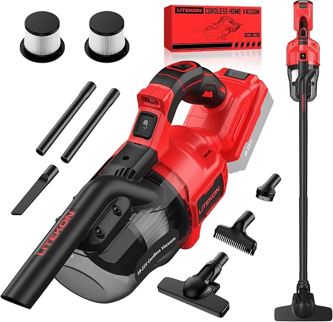 Cordless Vacuum Cleaner Compatible with Mil-Wuakee 20V Battery,20000Pa High Power Handheld Vacuum with HEPA Filter, 5 in 1 Portable Electric Vacuum With LED Light for Carpets, Floors&Cars (No Battery)