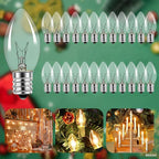 C9 Replacement Bulbs - 25 Pack Christmas Light Replacement Bulbs Waterproof, UL Certified for Indoor & Outdoor String Lights, E17 Base, 7 Watt