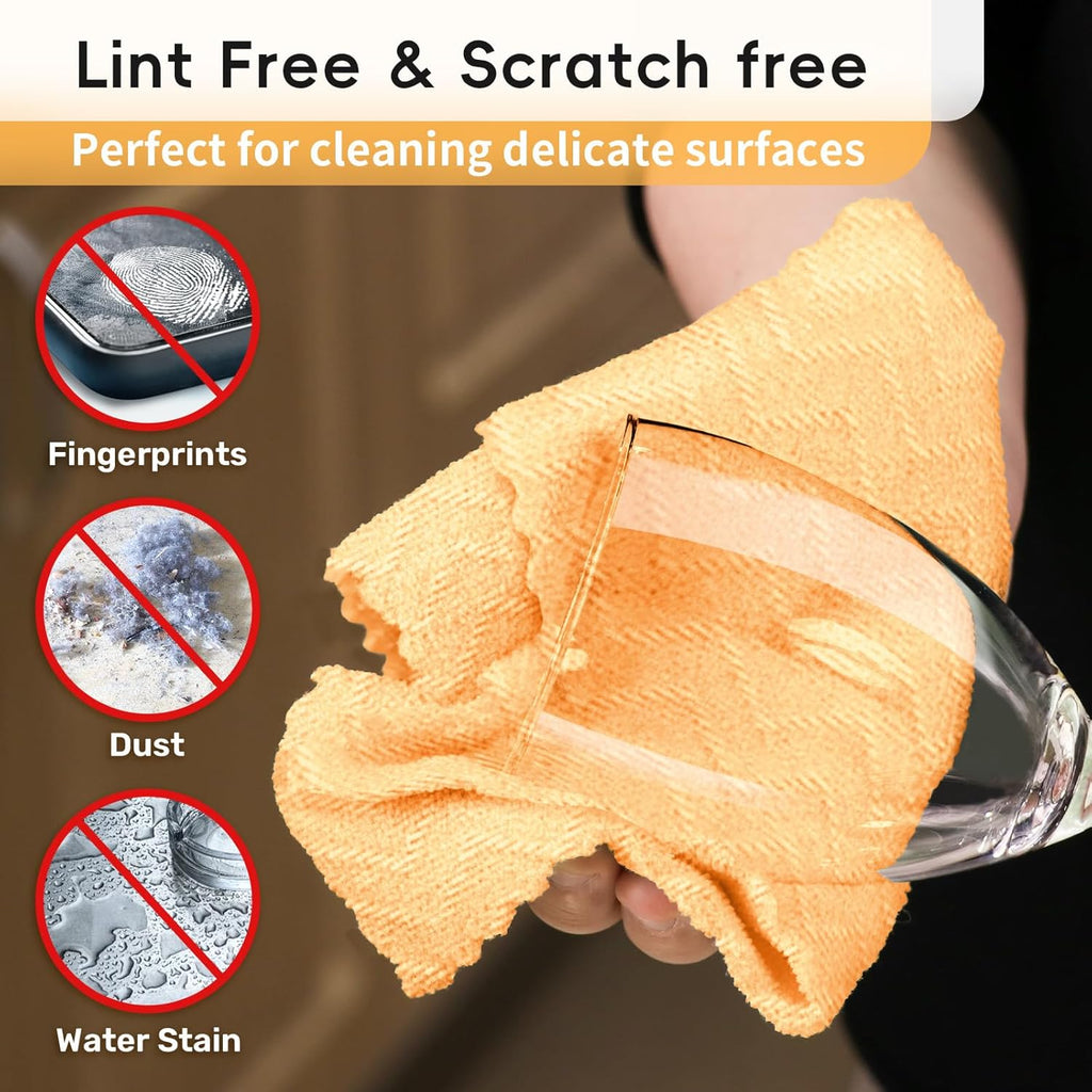 Microfiber Cleaning Cloths Roll, 75 Pack Tear Away Microfiber Towels Roll, 12" x 12" Lint Free Rags, Reusable Cleaning Cloths, Washable, Scratch Free,Ultra Absorbent Dish Rags(Orange Ripple)