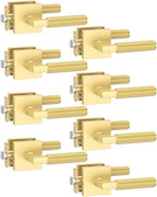 Asidrama 8 Pack Gold Privacy Door Handles, Door Lever with Door Knobs Indoor for Bedroom or Bathroom, Heavy Duty Door Handles Interior with Locks for Left Right Sided Doors