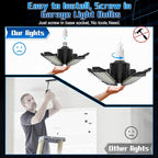 LED Garage Lights - 30000LM Super Brighter Garage Lighting w/ 6 Deformable Panels 6500K Led Shop Lights E26 Screw in Base for Basement Workshop Warehouse Attic - 2Pack